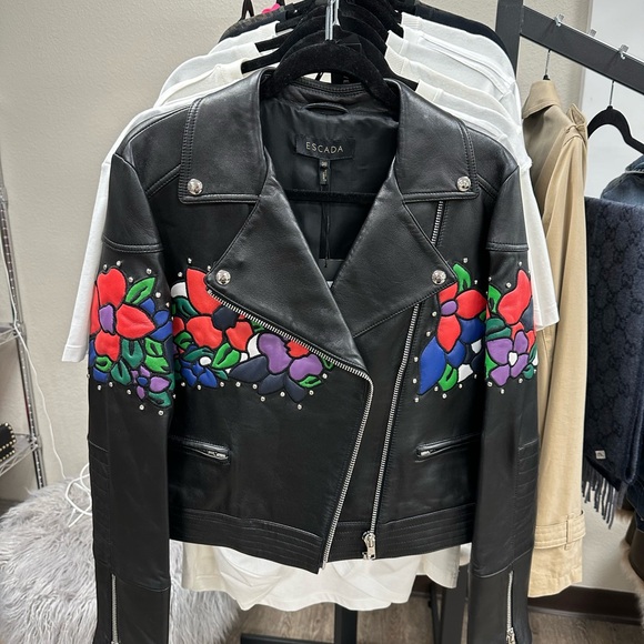 Escada floral leather jacket BNWT - Picture 1 of 3